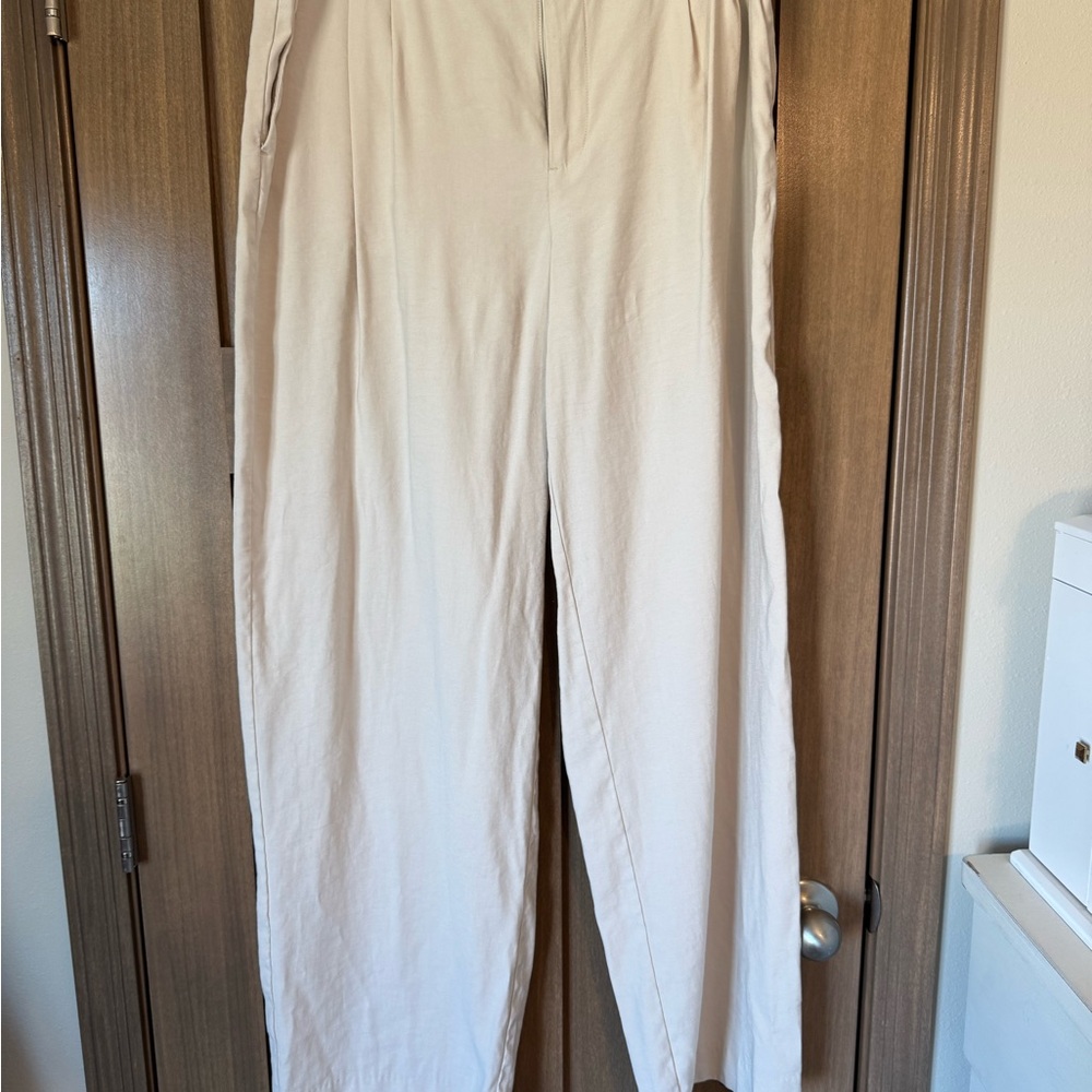 Cream Wide-Leg Pants